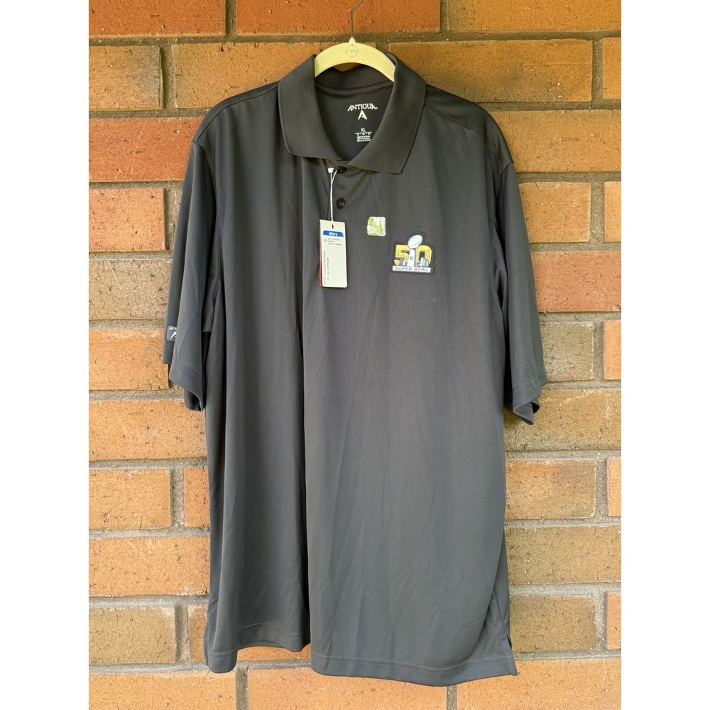 Super Bowl 50 Polo Shirt Antigua 2016 Short Sleeve Golf | Black‎ | Size XL